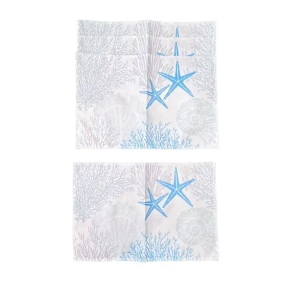 Ocean‎ Coastal Table Placemats Set Of 4 Blue Grey Starfish Coral Beach NEW